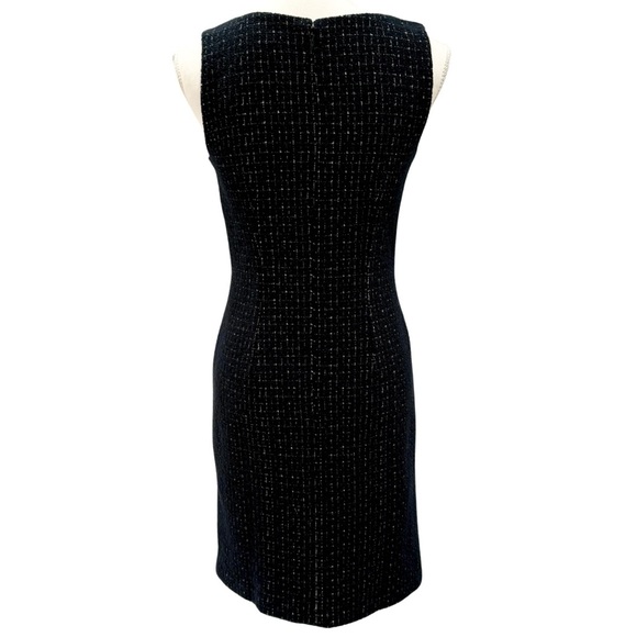Ann Taylor Stretch Tweed Sleeveless Dress- Black & White | V-Neck (0P) LIKE NEW! - Picture 11 of 14